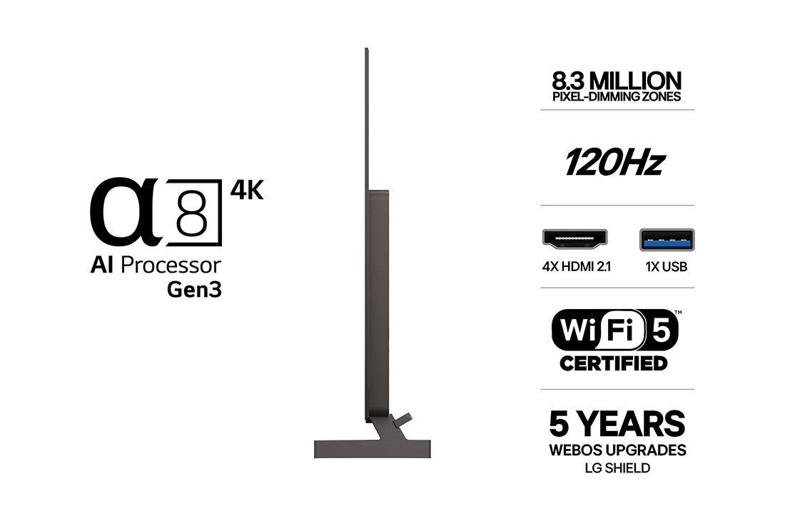 LG 65'' OLED B65 4K AI TV - 2026, LG OLED AI B6 har AI Hub for persontilpasning, med et AI-ikon over fjernkontrollen omgitt av etiketter for Multi AI Search, AI Concierge, AI Voice ID med My Page, AI Chatbot, AI Picture Wizard og AI S, OLED65B65LA, thumbnail 3