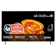 LG 65'' OLED B65 4K AI TV - 2026, LG OLED AI B6 vist forfra og fra siden har en 65-tommers skjerm med en bredde på 1449 mm, en total høyde på 832 mm og en ultratynn dybde på 45,9 mm uten stativ., OLED65B65LA, thumbnail 1