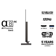 LG 77'' OLED B65 4K AI TV - 2026, LG OLED AI B6 har AI Hub for persontilpasning, med et AI-ikon over fjernkontrollen omgitt av etiketter for Multi AI Search, AI Concierge, AI Voice ID med My Page, AI Chatbot, AI Picture Wizard og AI S, OLED77B65LA, thumbnail 3