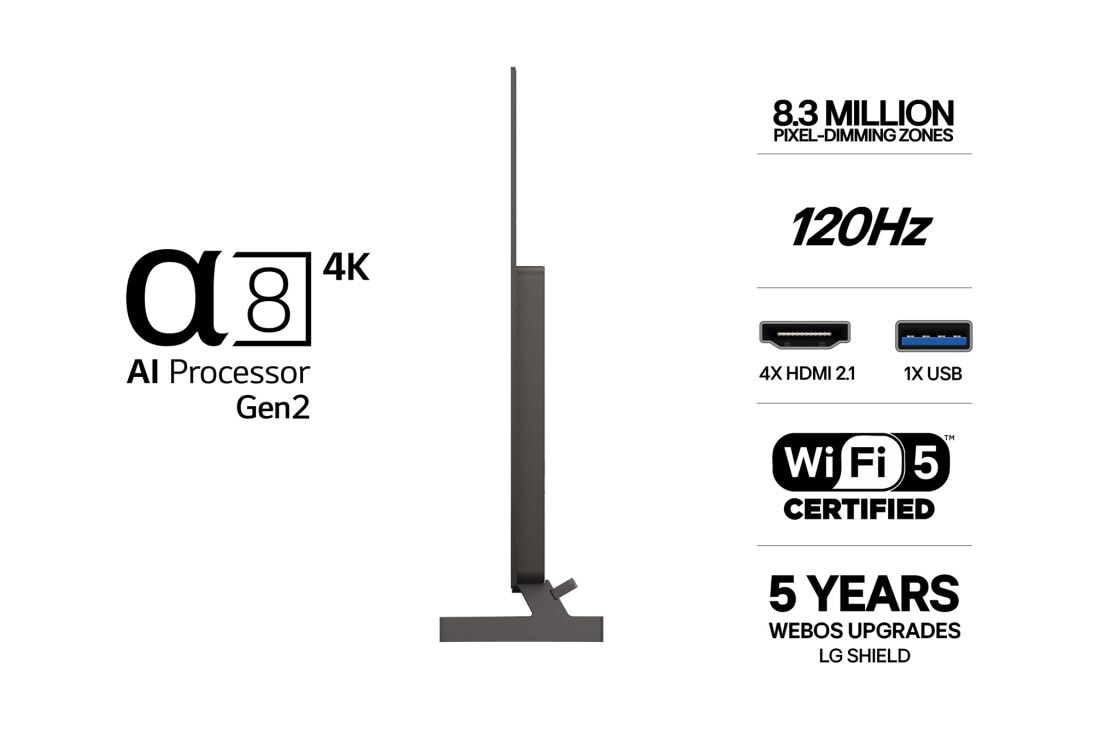 LG 77'' OLED B6E 4K AI TV - 2026, side view, OLED77B6ELC, thumbnail 3