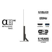 LG 83'' OLED B6E 4K AI TV - 2026, side view, OLED83B6ELB, thumbnail 3