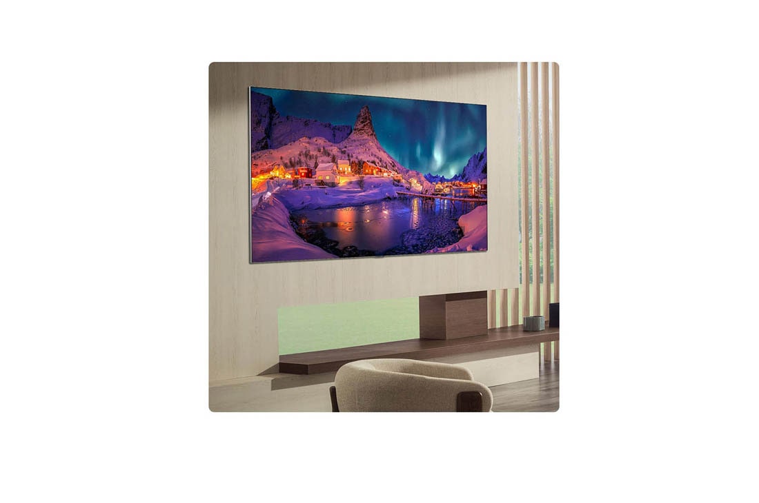 LG 83'' OLED evo Gallery G6 4K AI TV - 2026, LG OLED evo AI G6 for uovertruffen spillopplevelse i 4K 165Hz viser et høyhastighets racingspill med en gul bil med åpne hjul i bevegelse, fet «WIN»-tekst på skjermen og NVIDIA G-SYNC- og AMD FreeSync, OLED83G64LW, thumbnail 11