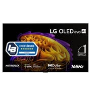 LG 83'' OLED evo Gallery G6 4K AI TV - 2026, Fronten på LG OLED evo AI G6, som ble lansert i 2026, har en slank svart ramme med et levende, skulpturelt bilde av fargerike former i flere lag som fyller skjermen, samt merket «Verdens nr. 1 OLED TV, OLED83G64LW, thumbnail 1