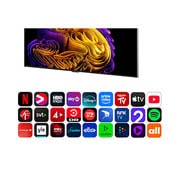 LG 83'' OLED evo Gallery G6 4K AI TV - 2026, LG OLED evo AI G6 med Reflection Free Premium viser en side-ved-side-sammenligning med andre OLED-TVer med matt skjerm, og holder bildet av den svarte jaguaren klart med dype svarte farger og fin teks, OLED83G64LW, thumbnail 5