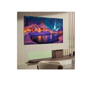LG 83'' OLED evo Gallery G6 4K AI TV - 2026, LG OLED evo AI G6 for uovertruffen spillopplevelse i 4K 165Hz viser et høyhastighets racingspill med en gul bil med åpne hjul i bevegelse, fet «WIN»-tekst på skjermen og NVIDIA G-SYNC- og AMD FreeSync, OLED83G64LW, thumbnail 11