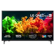 LG 43'' QNED evo MiniLED QNED8E 4K AI TV - 2026, Visning forfra av LG QNED evo AI QNED80 Mini LED, lansert i 2026, fyller skjermen med levende, flytende strømmer av flerfarget, malingslignende bevegelse, der rikt lagdelte farger sprer seg jevnt over, 43QNED8EB3F, thumbnail 1