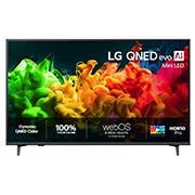 LG 50'' QNED evo MiniLED QNED8E 4K AI TV - 2026, Visning forfra av LG QNED evo AI QNED80 Mini LED, lansert i 2026, fyller skjermen med levende, flytende strømmer av flerfarget, malingslignende bevegelse, der rikt lagdelte farger sprer seg jevnt over, 50QNED8EB3F, thumbnail 1