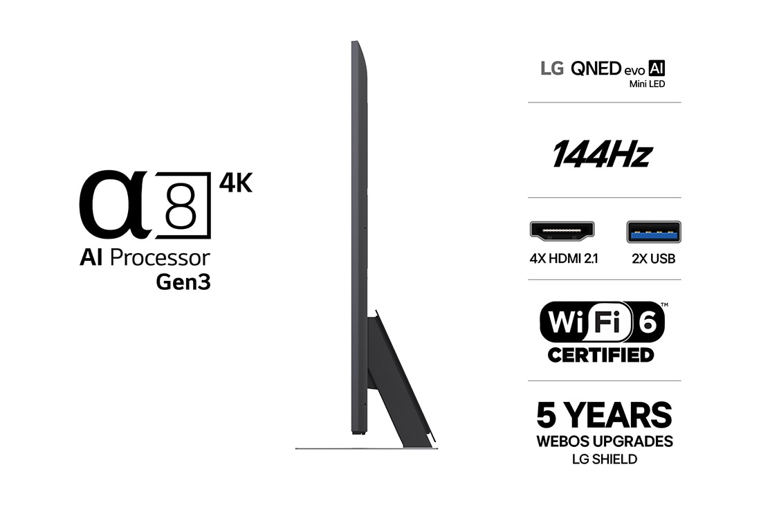 LG 65'' QNED evo MiniLED QNED87 4K AI TV - 2026, LG QNED evo AI QNED85 Mini LED med Dynamic QNED Color Pro fyller skjermen med levende, flytende utbrudd av flerfarget, malinglignende bevegelse, og viser forbedret fargekraft som er sertifisert for 10, 65QNED87B6A, thumbnail 3