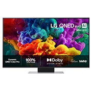 LG 65'' QNED evo MiniLED QNED87 4K AI TV - 2026, Frontbildet av LG QNED evo AI QNED85 Mini LED, lansert i 2026, fyller skjermen med levende, flytende utbrudd av flerfarget, malinglignende bevegelse, mens tette fargeskyer smelter sømløst sammen på sk, 65QNED87B6A, thumbnail 1