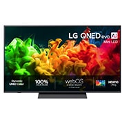 LG 65'' QNED evo MiniLED QNED8E 4K AI TV - 2026, Visning forfra av LG QNED evo AI QNED80 Mini LED, lansert i 2026, fyller skjermen med levende, flytende strømmer av flerfarget, malingslignende bevegelse, der rikt lagdelte farger sprer seg jevnt over, 65QNED8EB3B, thumbnail 1