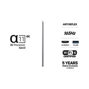 LG 65'' OLED evo Gallery G6 4K AI TV - 2026, LG OLED evo AI G6, drevet av Hyper Radiant Color Tech, viser X3,9 lysere bilder med alpha 11 AI Processor 4K Gen3 Dual AI Engine, Reflection Free Premium og Perfect Black og Perfect Color-merker i en , OLED65G64LW, thumbnail 3
