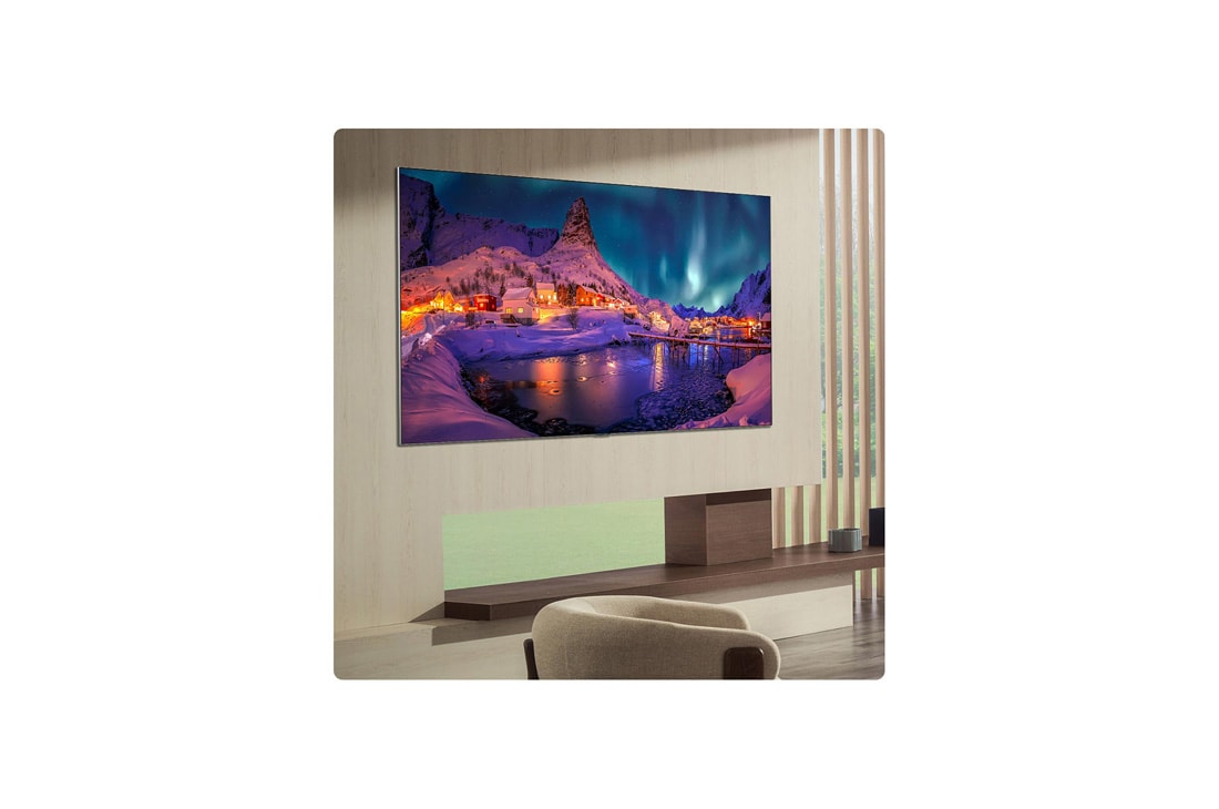 LG 65'' OLED evo Gallery G6 4K AI TV - 2026, LG OLED evo AI G6 for uovertruffen spillopplevelse i 4K 165Hz viser et høyhastighets racingspill med en gul bil med åpne hjul i bevegelse, fet «WIN»-tekst på skjermen og NVIDIA G-SYNC- og AMD FreeSync, OLED65G64LW, thumbnail 11