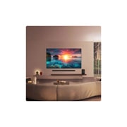 LG 65'' OLED evo Gallery G6 4K AI TV - 2026, LG OLED evo AI G6 for uovertruffen spillopplevelse i 4K 165Hz viser et høyhastighets racingspill med en gul bil med åpne hjul i bevegelse, fet «WIN»-tekst på skjermen og NVIDIA G-SYNC- og AMD FreeSync, OLED65G64LW, thumbnail 12