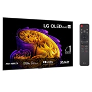 LG 77'' OLED evo Gallery G6 4K AI TV - 2026, Fronten på LG OLED evo AI G6, som ble lansert i 2026, viser et bilde av lagdelte, flerfargede former, med Hyper Radiant Color Tech, Perfect Black og Perfect Color, sammen med merket «Verdens nr. 1 OLE, OLED77G64LW, thumbnail 2