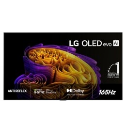 Fronten på LG OLED evo AI G6, som ble lansert i 2026, har en slank svart ramme med et levende, skulpturelt bilde av fargerike former i flere lag som fyller skjermen, samt merket «Verdens nr. 1 OLED TV2