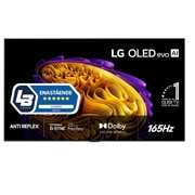 LG 77'' OLED evo Gallery G6 4K AI TV - 2026, Fronten på LG OLED evo AI G6, som ble lansert i 2026, har en slank svart ramme med et levende, skulpturelt bilde av fargerike former i flere lag som fyller skjermen, samt merket «Verdens nr. 1 OLED TV, OLED77G64LW, thumbnail 1