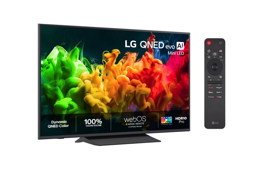LG 65'' QNED evo MiniLED QNED80 4K AI TV - 2026, Front view , 65QNED80B6B, thumbnail 2