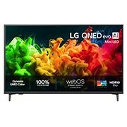 LG 43'' QNED evo MiniLED QNED81 4K AI TV - 2026, Visning forfra av LG QNED evo AI QNED80 Mini LED, lansert i 2026, fyller skjermen med levende, flytende strømmer av flerfarget, malingslignende bevegelse, der rikt lagdelte farger sprer seg jevnt over, 43QNED81B6C, thumbnail 1