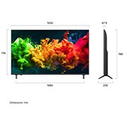 LG 55'' QNED evo MiniLED QNED80 4K AI TV - 2026, LG QNED evo AI QNED80 Mini LED vist forfra og fra siden har en 65-tommers skjerm med en bredde på 1455 mm, en skjermhøyde på 841 mm, en høyde på 904 mm med stativ, en profildybde på 67,9 mm og et stat, 55QNED80B6B, thumbnail 4
