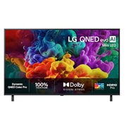 LG 55'' QNED evo MiniLED QNED85 4K AI TV - 2026, Frontbildet av LG QNED evo AI QNED85 Mini LED, lansert i 2026, fyller skjermen med levende, flytende utbrudd av flerfarget, malinglignende bevegelse, mens tette fargeskyer smelter sømløst sammen på sk, 55QNED85B6B, thumbnail 1
