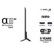 LG 55'' QNED evo MiniLED QNED85 4K AI TV - 2026, LG QNED evo AI QNED85 Mini LED med Dynamic QNED Color Pro fyller skjermen med levende, flytende utbrudd av flerfarget, malinglignende bevegelse, og viser forbedret fargekraft som er sertifisert for 10, 55QNED85B6B, thumbnail 3
