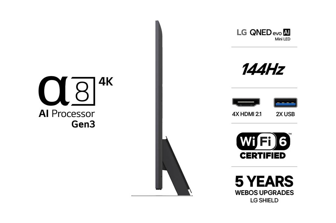LG 55'' QNED evo MiniLED QNED86 4K AI TV - 2026, LG QNED evo AI QNED86 Mini LED med Dynamic QNED Color Pro fyller skjermen med levende, flytende utbrudd av flerfarget, malinglignende bevegelse, og viser forbedret fargekraft som er sertifisert for 10, 55QNED86B6B, thumbnail 3