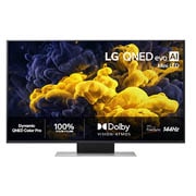 LG 55'' QNED evo MiniLED QNED86 4K AI TV - 2026, Frontbildet av LG QNED evo AI QNED86 Mini LED, lansert i 2026, fyller skjermen med levende, flytende utbrudd av flerfarget, malinglignende bevegelse, mens tette fargeskyer smelter sømløst sammen på sk, 55QNED86B6B, thumbnail 1