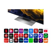 LG 55'' QNED evo MiniLED QNED86 4K AI TV - 2026, LG QNED evo AI QNED86 Mini LED-skjermens alpha 8 AI Processor 4K Gen3 lyser i blått lys på et kretskort, og fremhever AI-prosesseringsytelsen med NPU 5 ganger raskere nevral prosessering, GPU 10 % kra, 55QNED86B6B, thumbnail 5