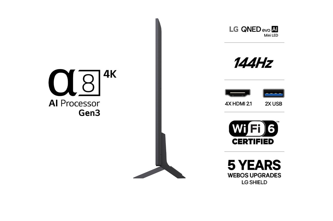 LG 75'' QNED evo MiniLED QNED85 4K AI TV - 2026, LG QNED evo AI qned85 Mini LED med Dynamic QNED Color Pro fyller skjermen med levende, flytende utbrudd av flerfarget, malinglignende bevegelse, og viser forbedret fargekraft som er sertifisert for 10, 75QNED85B6B, thumbnail 3