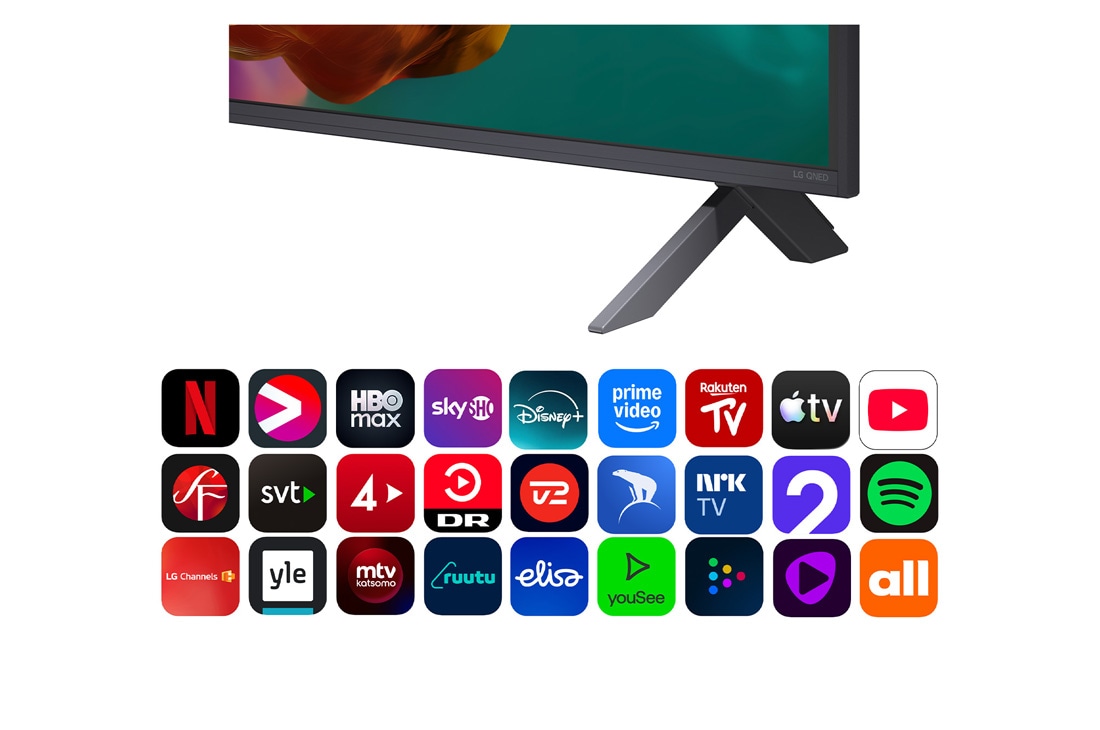 LG 75'' QNED evo MiniLED QNED85 4K AI TV - 2026, LG QNED evo AI qned85 Mini LED-skjermens alpha 8 AI Processor 4K Gen3 lyser i blått lys på et kretskort, og fremhever AI-prosesseringsytelsen med NPU 5 ganger raskere nevral prosessering, GPU 10 % kra, 75QNED85B6B, thumbnail 5