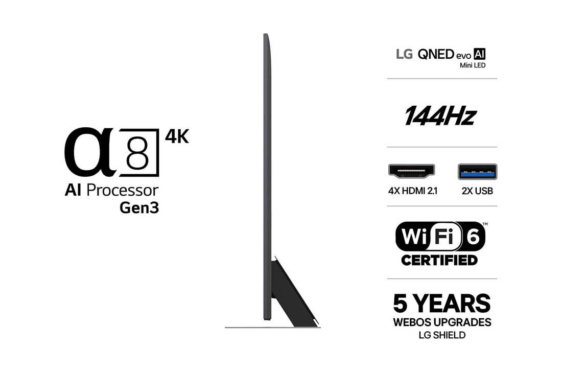 LG 75'' QNED evo MiniLED QNED86 4K AI TV - 2026, LG QNED evo AI qned86 Mini LED med Dynamic QNED Color Pro fyller skjermen med levende, flytende utbrudd av flerfarget, malinglignende bevegelse, og viser forbedret fargekraft som er sertifisert for 10, 75QNED86B6B, thumbnail 3
