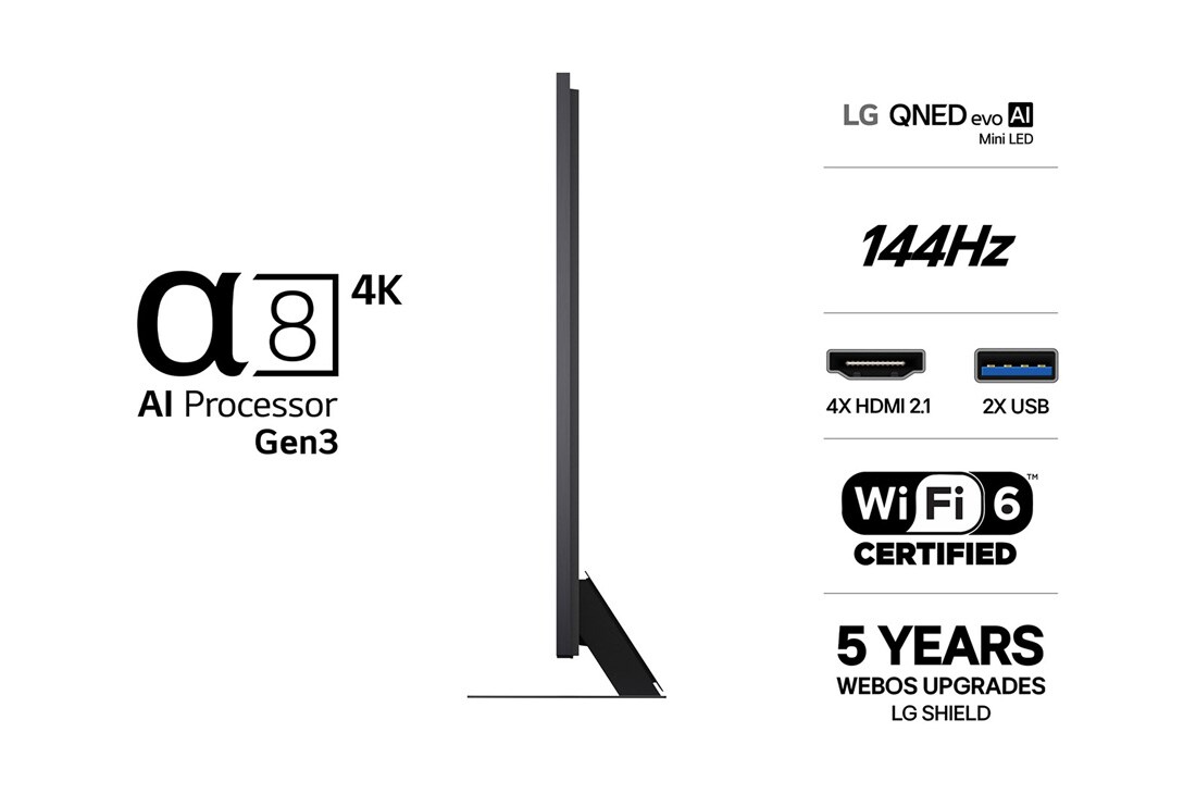 LG 75'' QNED evo MiniLED QNED87 4K AI TV - 2026, LG QNED evo AI QNED85 Mini LED med Dynamic QNED Color Pro fyller skjermen med levende, flytende utbrudd av flerfarget, malinglignende bevegelse, og viser forbedret fargekraft som er sertifisert for 10, 75QNED87B6A, thumbnail 3
