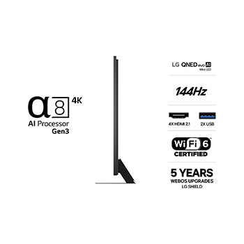LG 75'' QNED evo MiniLED QNED87 4K AI TV - 2026, LG QNED evo AI QNED85 Mini LED med Dynamic QNED Color Pro fyller skjermen med levende, flytende utbrudd av flerfarget, malinglignende bevegelse, og viser forbedret fargekraft som er sertifisert for 10, 75QNED87B6A, thumbnail 3