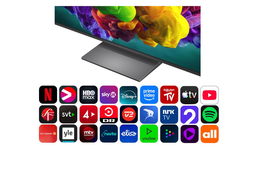 LG  LG 75'' QNED evo MiniLED QNED93 4K AI TV - 2026, LG QNED evo AI QNED90 Mini LEDs alpha 8 AI Processor 4K Gen2 lyser på et kretskort og fremhever AI-prosesseringsytelsen med 40 % raskere prosessering av CPU, 10 % kraftigere grafikk av GPU og 20 % høy, 75QNED93B6A, thumbnail 5