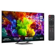 LG  LG 75'' QNED evo MiniLED QNED93 4K AI TV - 2026, LG QNED evo AI QNED90 Mini LED ultrastor TV er montert på veggen i en lys stue og viser en storslått sportsfeiring med levende farger og raffinert bildekvalitet på en bred skjerm, mens familien sitter, 75QNED93B6A, thumbnail 2