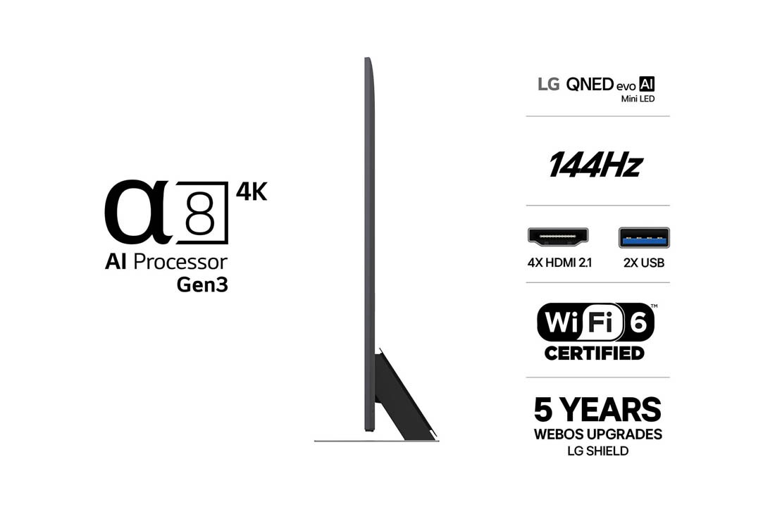 LG 86'' QNED evo MiniLED QNED87 4K AI TV - 2026, LG QNED evo AI QNED85 Mini LED med Dynamic QNED Color Pro fyller skjermen med levende, flytende utbrudd av flerfarget, malinglignende bevegelse, og viser forbedret fargekraft som er sertifisert for 10, 86QNED87B6A, thumbnail 3