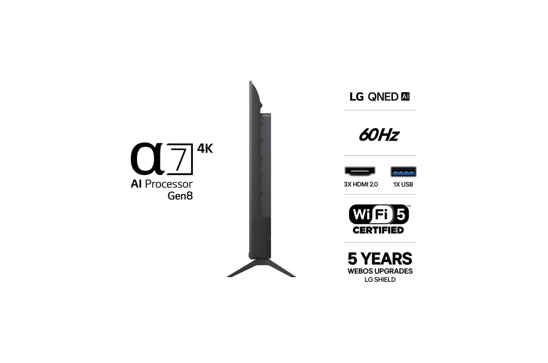 LG 43'' QNED70 4K AI TV - 2026, LG QNED AI QNED70 Mini LED med Dynamic QNED Color fyller skjermen med levende, flytende utbrudd av flerfarget, malinglignende bevegelse, og viser forbedret fargekraft som er sertifisert for 100 % farg, 43QNED70B6C, thumbnail 3