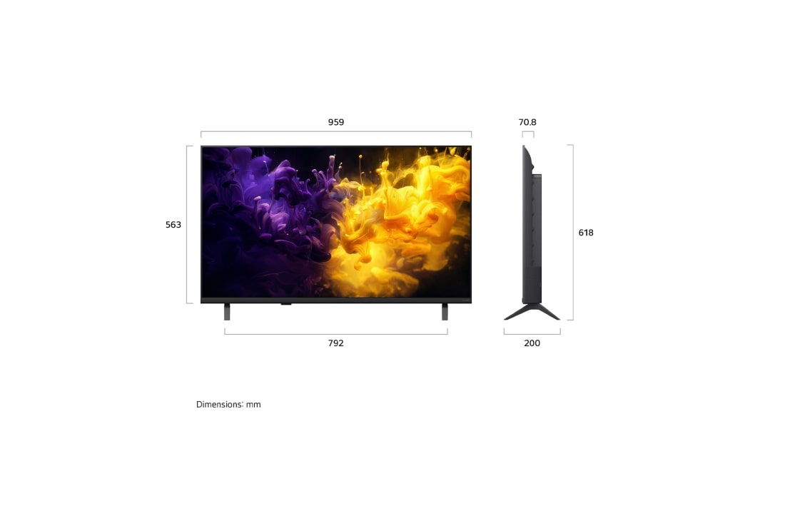 LG 43'' QNED70 4K AI TV - 2026, LG QNED AI QNED70 Mini LED fremhever hvordan Mini LED-teknologien gjengir skarpere steinstrukturer og klarere havdetaljer enn konvensjonell LED i en delt kystklippescene, og gir dypere svartfarger og , 43QNED70B6C, thumbnail 4