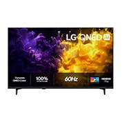 LG 50'' QNED70 4K AI TV - 2026, Visning forfra av LG QNED AI QNED70 Mini LED, lansert i 2026, fyller skjermen med levende, flytende sprut av flerfarget bevegelse, der fint lagdelte farger sprer seg jevnt over skjermen., 50QNED70B6C, thumbnail 1