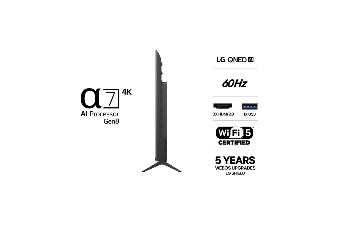 LG 55'' QNED70 4K AI TV - 2026, LG QNED AI QNED70 Mini LED med Dynamic QNED Color fyller skjermen med levende, flytende utbrudd av flerfarget, malinglignende bevegelse, og viser forbedret fargekraft som er sertifisert for 100 % farg, 55QNED70B6C, thumbnail 3