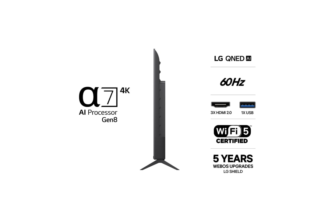 LG 65'' QNED70 4K AI TV - 2026, LG QNED AI QNED70 Mini LED med Dynamic QNED Color fyller skjermen med levende, flytende utbrudd av flerfarget, malinglignende bevegelse, og viser forbedret fargekraft som er sertifisert for 100 % farg, 65QNED70B6C, thumbnail 3