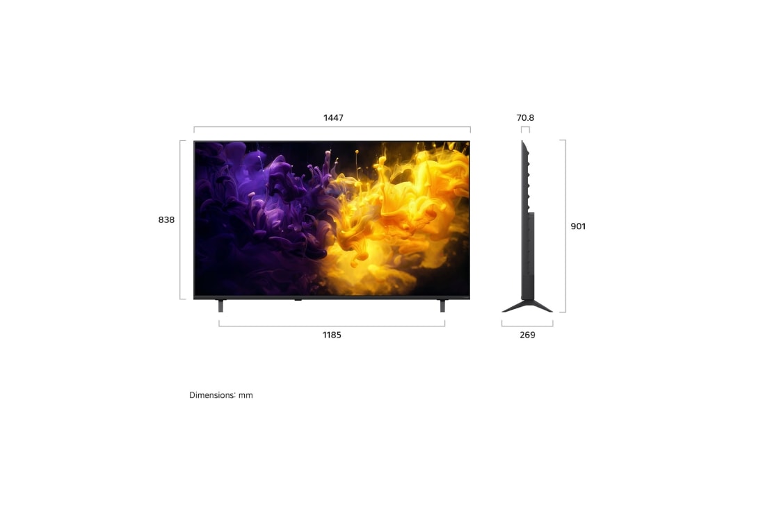 LG 65'' QNED70 4K AI TV - 2026, LG QNED AI QNED70 Mini LED fremhever hvordan Mini LED-teknologien gjengir skarpere steinstrukturer og klarere havdetaljer enn konvensjonell LED i en delt kystklippescene, og gir dypere svartfarger og , 65QNED70B6C, thumbnail 4
