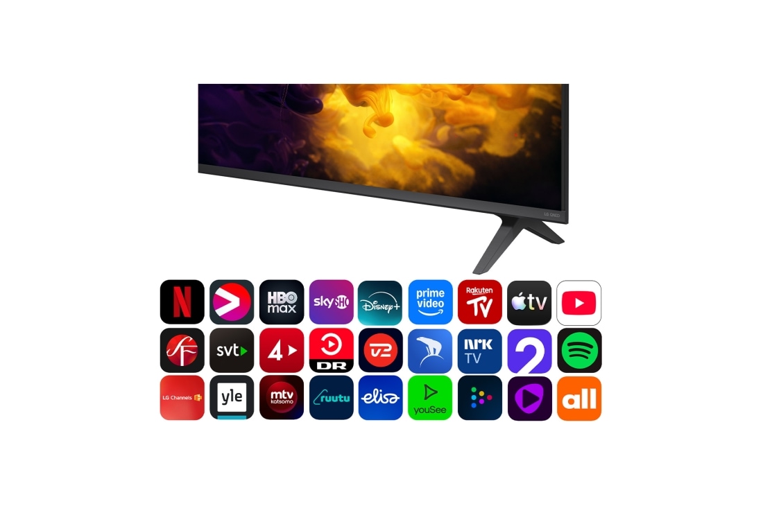 LG 65'' QNED70 4K AI TV - 2026, LG QNED AI QNED70 Mini LED-skjermens alpha 7 AI Processor 4K Gen9 lyser i midten av et gult kretskort og fremhever smartere, kraftigere AI-prosessering som forbedrer 4K-bildeklarheten med forbedret ko, 65QNED70B6C, thumbnail 5