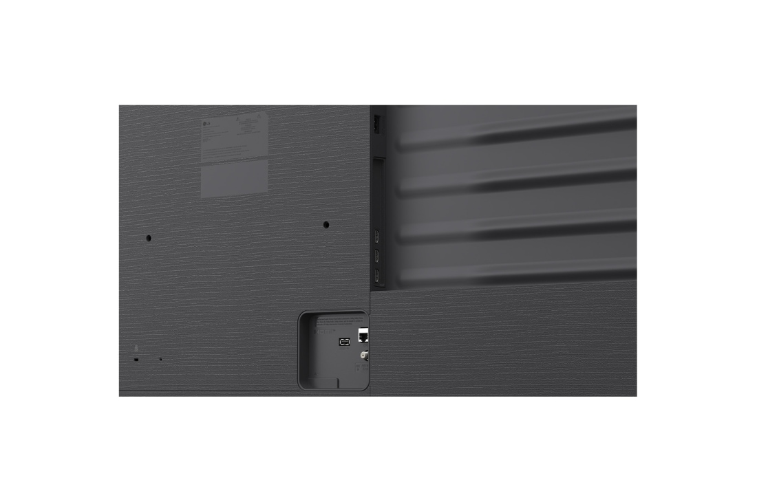 LG 65'' QNED70 4K AI TV - 2026, LG QNED AI QNED70 Mini LED vises bakfra og avslører et bakpanel i metall med jevnt fordelte horisontale riller som skaper et rent, strukturert uttrykk og fremhever Linear Flow-design over hele overfla, 65QNED70B6C, thumbnail 12