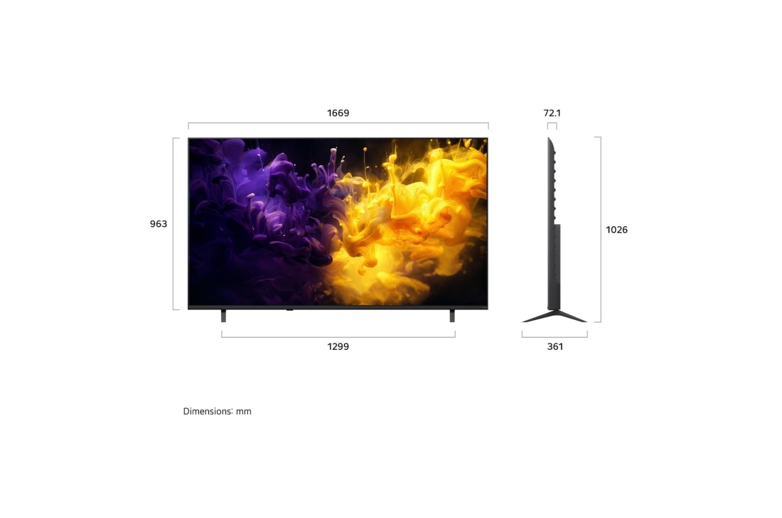 LG 75'' QNED70 4K AI TV - 2026, LG QNED AI QNED70 Mini LED med Dynamic QNED Color fyller skjermen med levende, flytende utbrudd av flerfarget, malinglignende bevegelse, og viser forbedret fargekraft som er sertifisert for 100 % farg, 75QNED70B6A, thumbnail 4