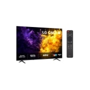 LG 75'' QNED70 4K AI TV - 2026, LG QNED AI QNED70 Mini LED vist forfra og fra siden har en 75-tommers skjerm med en bredde på 1669 mm, en høyde på 963 mm, en høyde på 1026 mm med stativ, en profildybde på 72,1 mm og et stativ som må, 75QNED70B6A, thumbnail 2