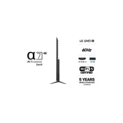 LG 75'' QNED70 4K AI TV - 2026, LG QNED AI QNED70 Mini LED ultrastor TV er veggmontert i en lys stue og viser et intenst fotballøyeblikk med levende farger og raffinert bildekvalitet på en bred skjerm, mens en familie sitter på sofa, 75QNED70B6A, thumbnail 3