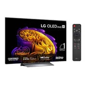 LG 48'' OLED evo Gallery G6 4K AI TV - 2026, LG OLED evo AI G6, vist forfra og fra siden, har en 65-tommers skjerm med en bredde på 1441 mm, en høyde på 826 mm, en høyde på 910 mm med stativ, en dybde på 24,3 mm og et stativ som måler 485 x 263 , OLED48G66LS, thumbnail 2