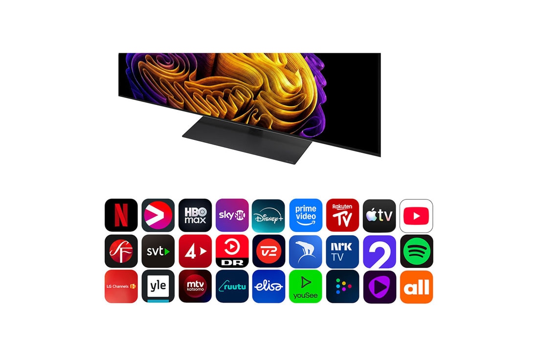 LG 65'' OLED evo Gallery G6 4K AI TV - 2026, LG OLED evo AI G6 med Brightness Booster Ultra viser en mørk scene hvor en lysende hvalsilhuett skiller seg ut blant glødende partikler, og gir 3,9 ganger sterkere lysstyrke med klarere detaljer., OLED65G66LS, thumbnail 5