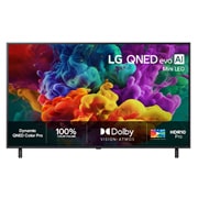 LG 50'' QNED evo MiniLED QNED85 4K AI TV - 2026, Frontbildet av LG QNED evo AI QNED85 Mini LED, lansert i 2026, fyller skjermen med levende, flytende utbrudd av flerfarget, malinglignende bevegelse, mens tette fargeskyer smelter sømløst sammen på sk, 50QNED85B6B, thumbnail 1